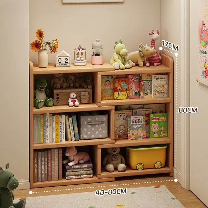 Modern Wooden Corner Bookshelf With Multilayer Storage Design