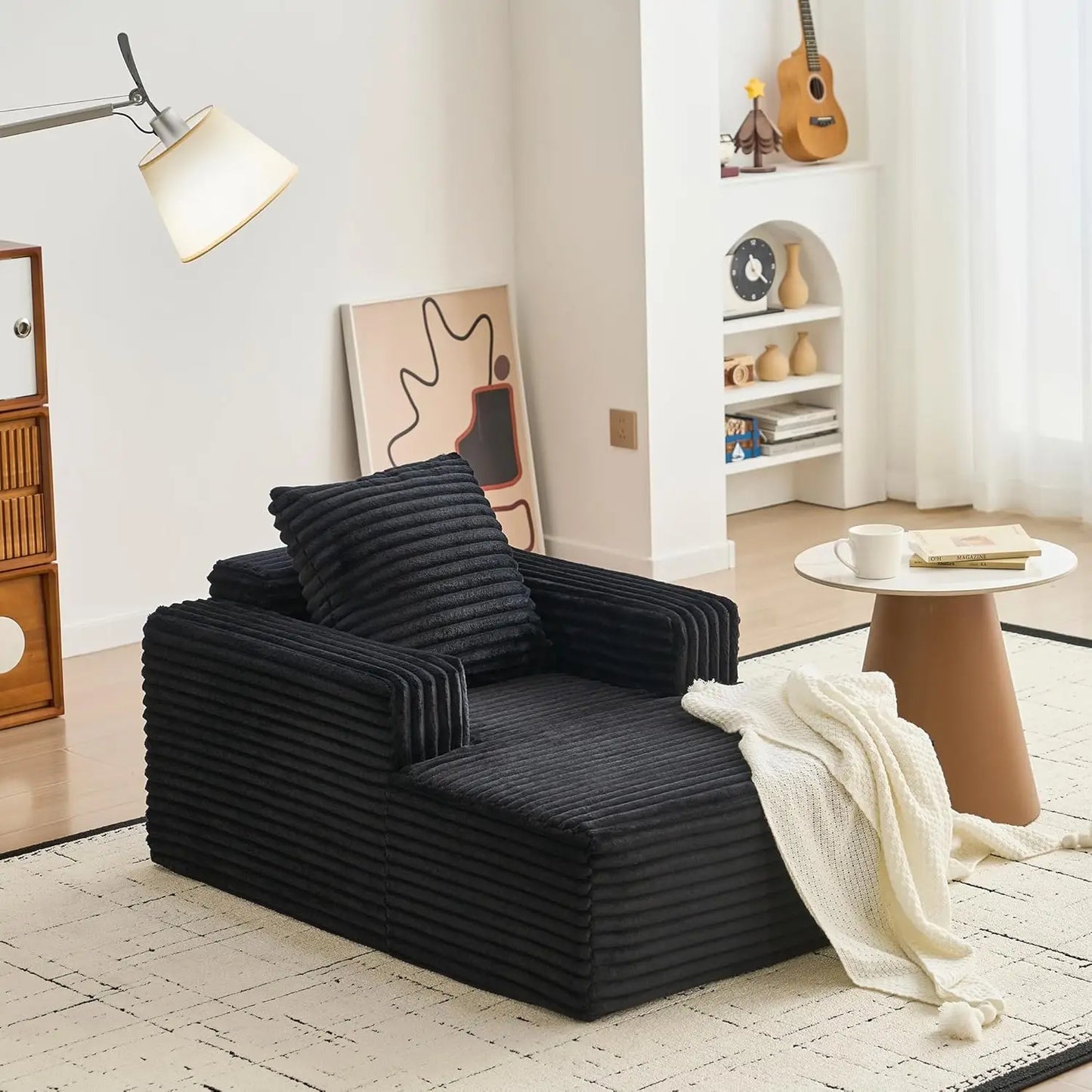 HobbyLane Cloud Chaise Lounge Sofa With Wide Armrests And Pillow