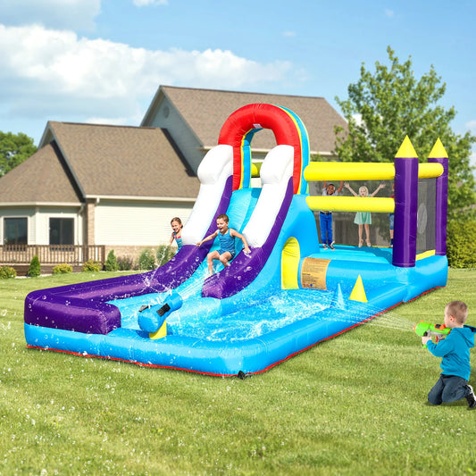 New Oxford cloth 16ft  4.9m Inflatable Water Slide Bounce House w/ Splash Pool & 480W Blower for Kids Party