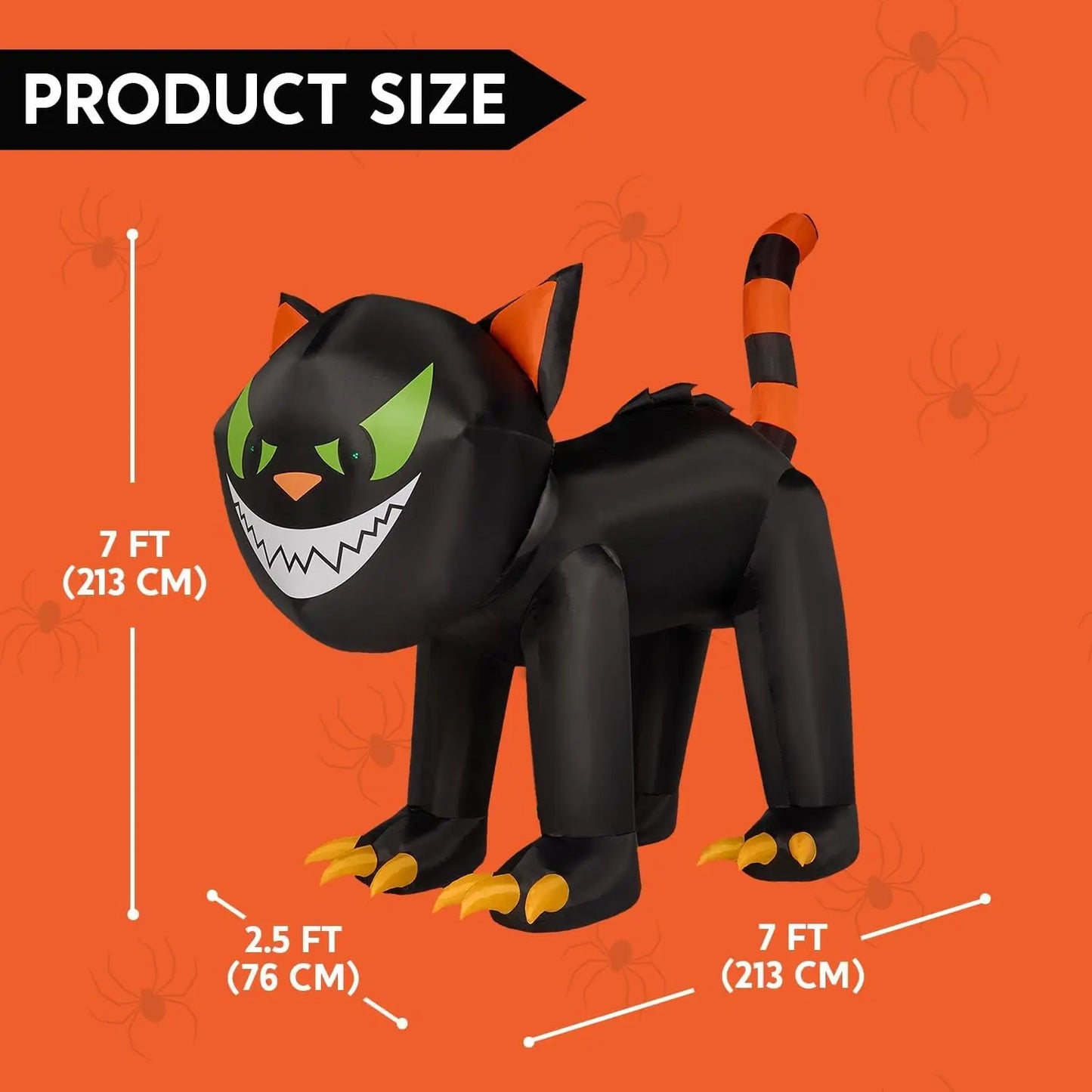 Joyfy Halloween Inflatable Cat With Moving Head And Led Lights