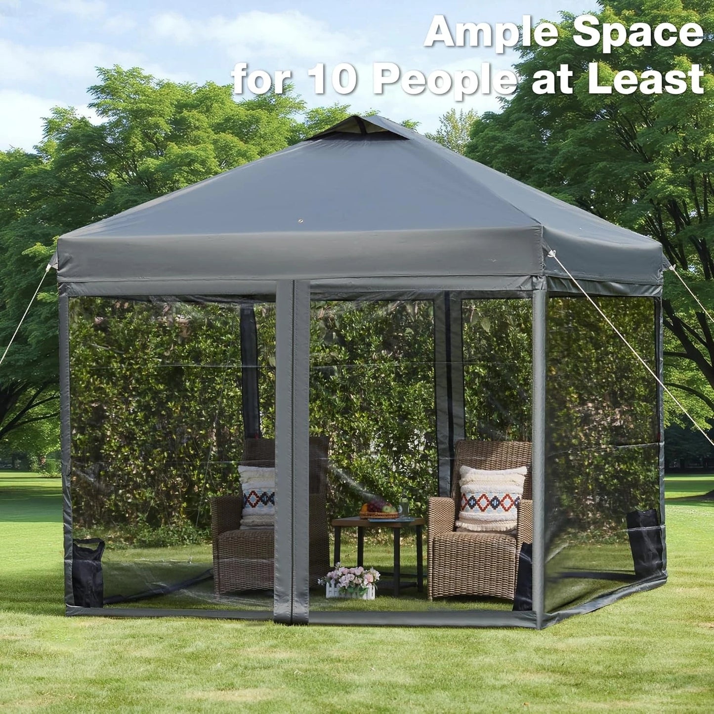 10x10 Pop Up Canopy Tent with Mosquito Netting, Outdoor Portable Screen Tent for Yard, Party, Camping and Picnic, 3, Customized