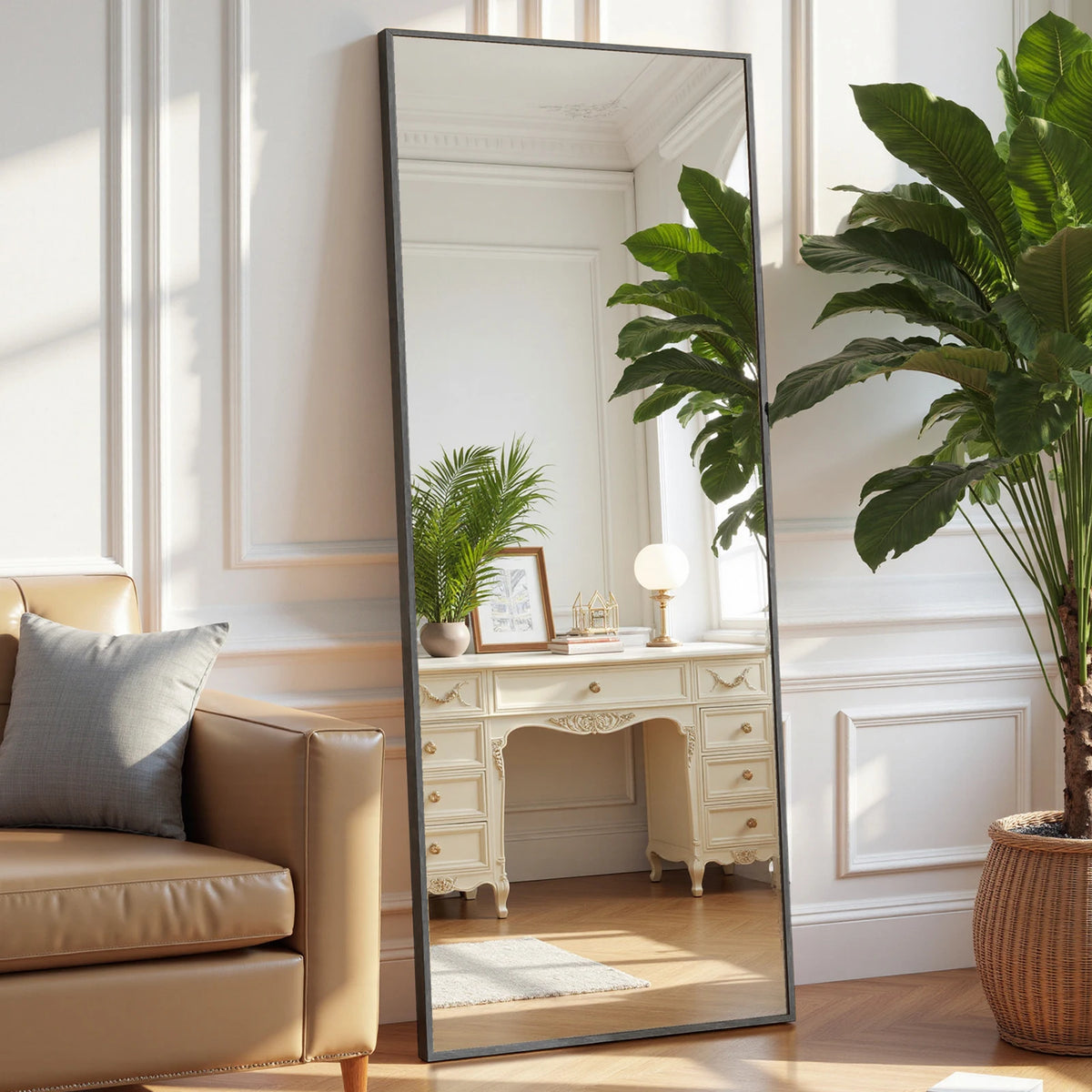 JHK Arched Full Length Floor Mirror With Stand For Bedroom