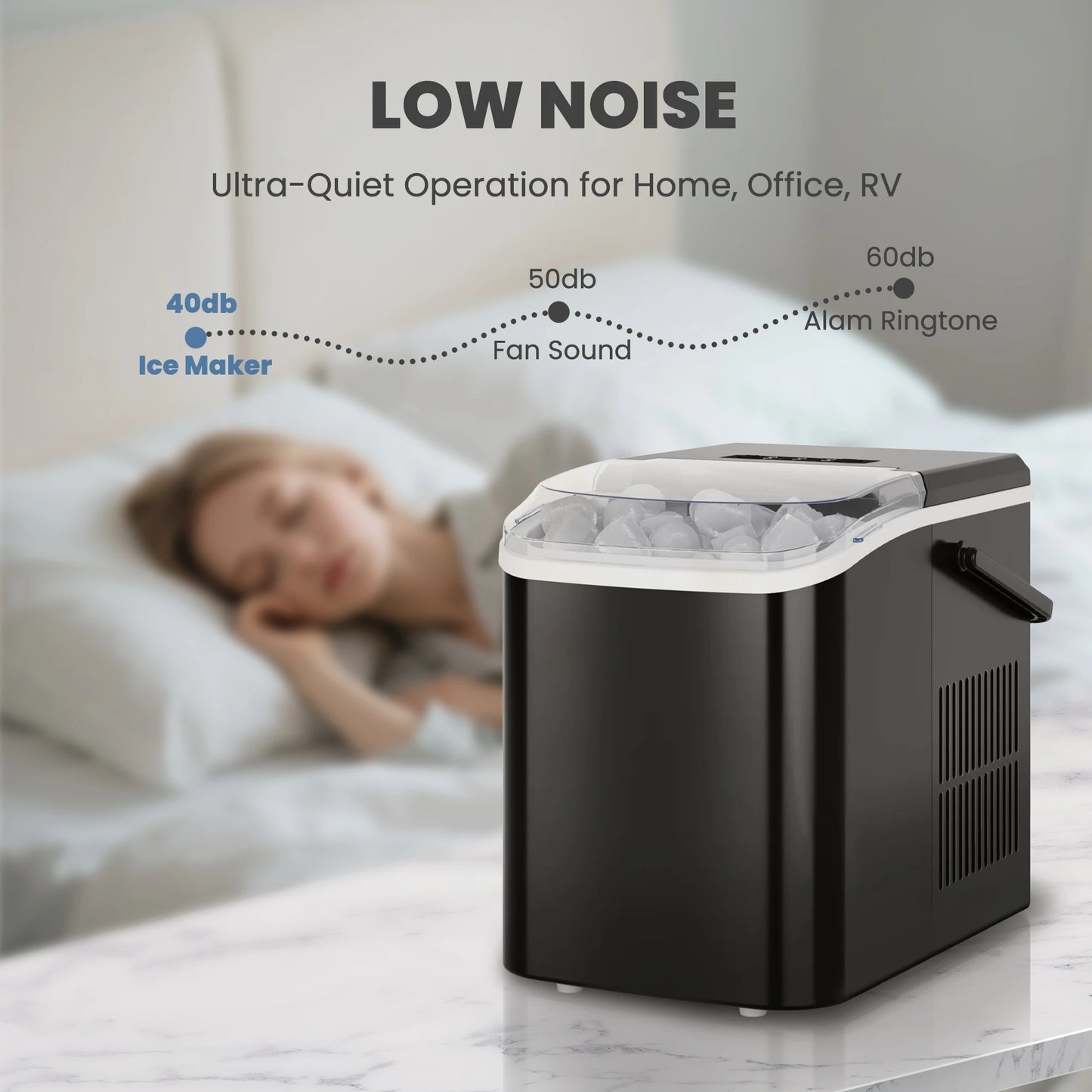 JHK Portable Ice Maker Countertop Bullet Ice 9 Cubes